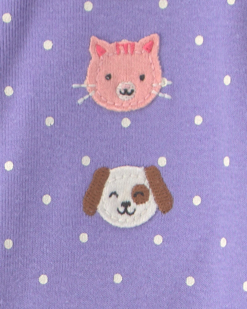 Toddler Girl 1-Piece Pets 100% Cotton Snug Fit Footed Pyjama - Purple, image 3 of 4 slides