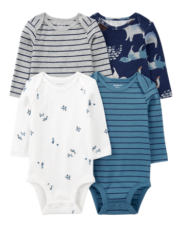 Baby 4-Pack Long-Sleeve Bodysuits, 