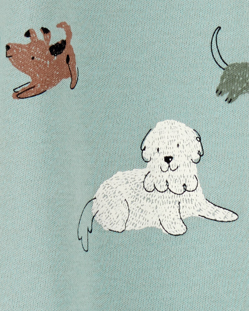 Baby Boy Dog Print 2-Way Zip Cotton Sleeper, image 3 of 4 slides