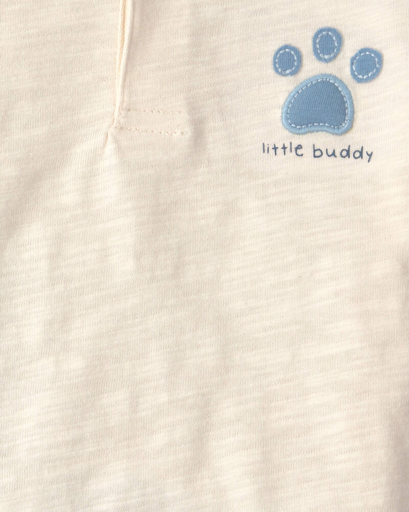 Baby Boy 3-Piece Paw Print Top & Pant Set - Blue, image 4 of 5 slides