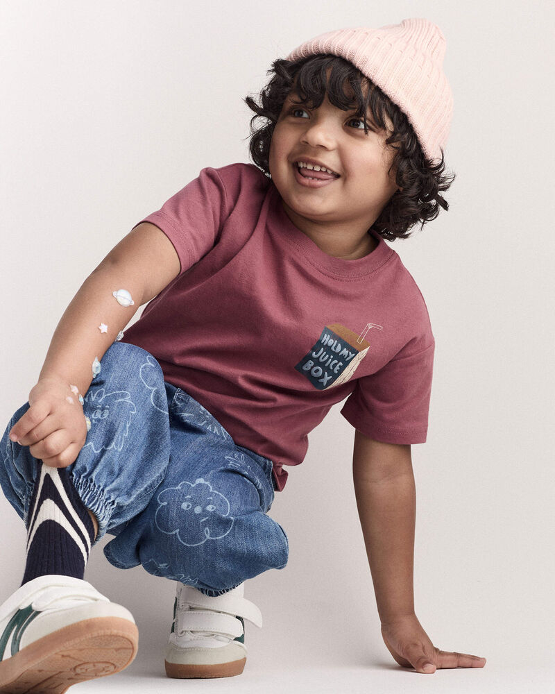 Toddler Hold My Juicebox Short-Sleeve Relaxed Graphic Tee - Burgundy, image 3 of 6 slides