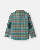 Boys Plaid Long-Sleeve Button-Down Shirt - Green, image 2 of 4 slides