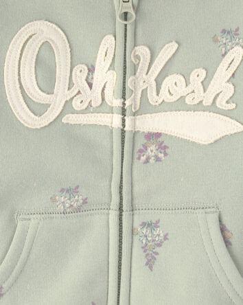 Baby Girl Floral Long-Sleeve Hoodie - Green, 