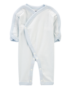 Bébé Grenouillère à fermeture à glissière en coton rayé pour prématurés, image 1 sur 7 diapositives