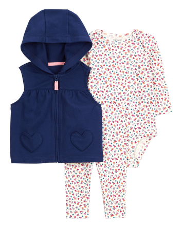 Baby 3-Piece Floral Little Vest Set, 