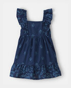 Baby Girl Floral Ruffle-Sleeve Dress - Navy, image 1 of 4 slides