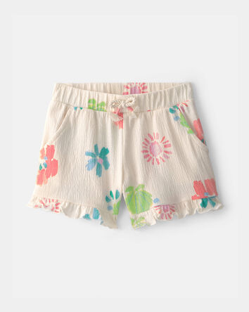 Tout-petit fille - Short mode &agrave; ourlet festonn&eacute; &agrave; motif floral, 