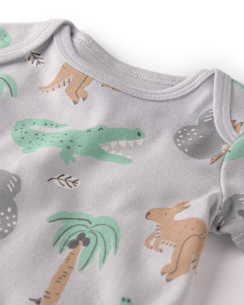 Baby 3-Pack Organic Cotton Bodysuits in Aussie Friends Print, image 2 of 6 slides