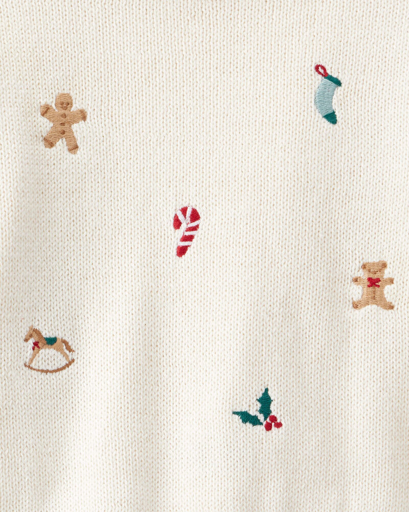 Baby Boy Holiday Print Long-Sleeve Sweater & Pant Set - White, image 5 of 7 slides