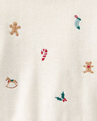 Baby Boy Holiday Print Long-Sleeve Sweater & Pant Set - White, image 5 of 7 slides