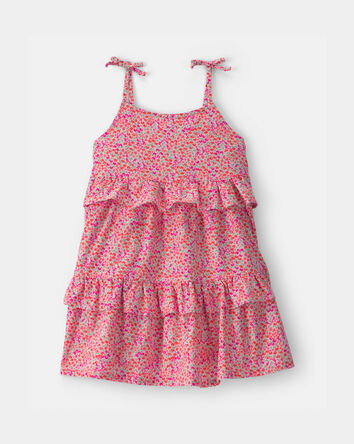 Tout-petit fille - Robe &agrave; volants &agrave; motif floral - Rose, 
