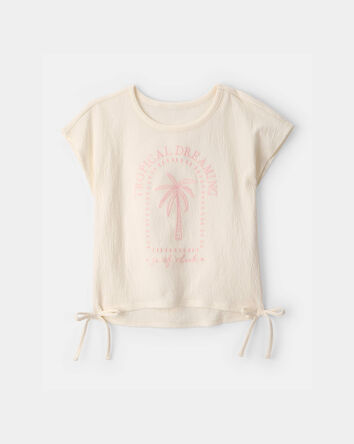 Girls 'Tropical Dreaming' Crinkle Top - Cream, 