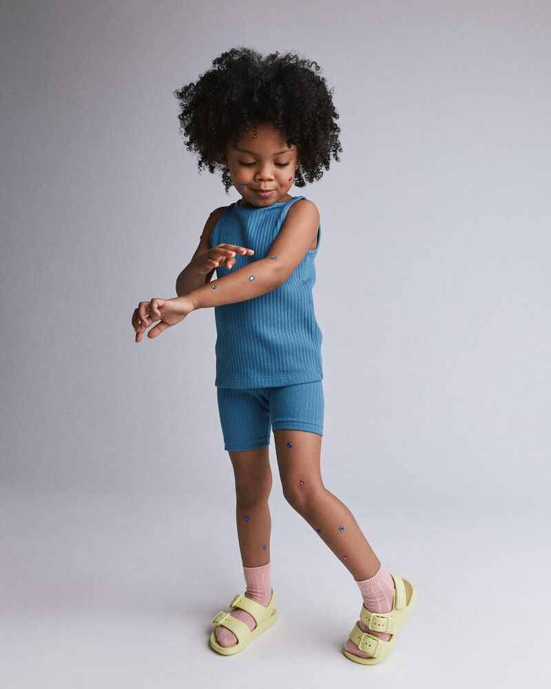 Toddler Girl Brooklyn Bike Shorts - Blue, image 1 of 6 slides