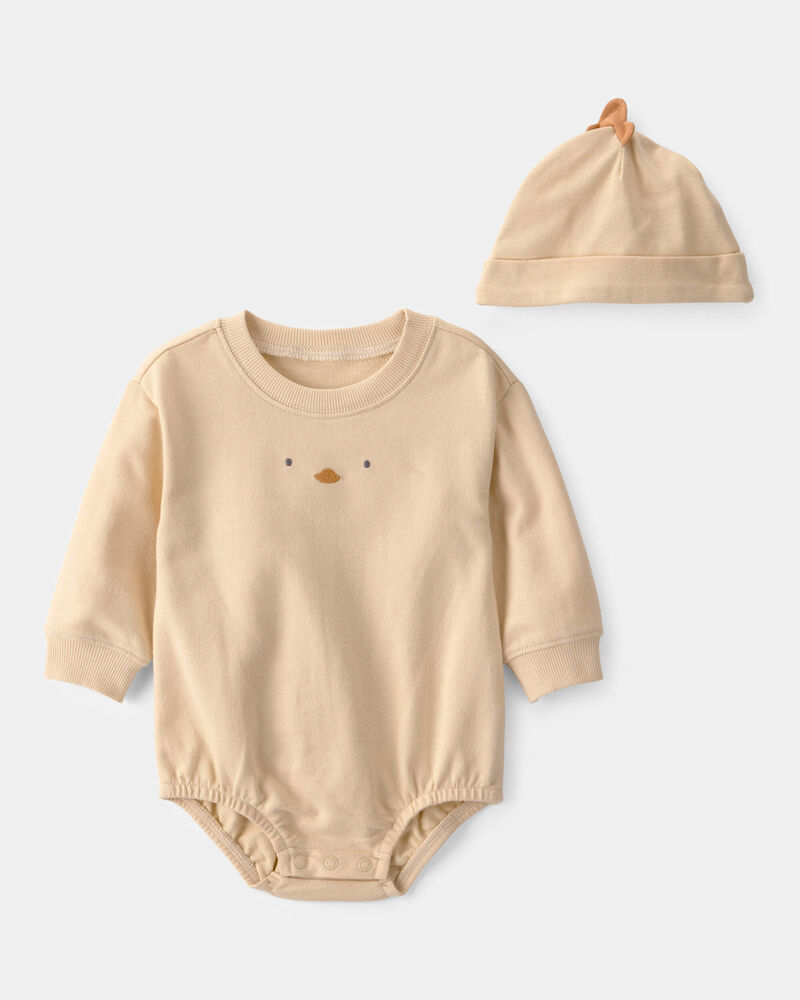 Baby Chick Bubble Romper & Hat Set - Yellow, image 1 of 4 slides