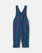 Toddler Girl Plaid Bear Overalls - Blue, image 1 of 4 slides