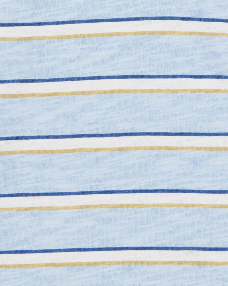 Kid Striped Knit Short-Sleeve Henley - Blue, image 2 of 3 slides