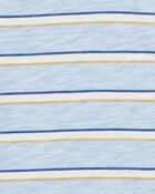 Kid Striped Knit Short-Sleeve Henley - Blue, image 2 of 3 slides