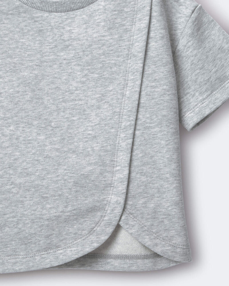 Toddler Girl French Terry Dolphin-Hem Top - Heather Grey, image 5 of 5 slides
