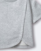Toddler Girl French Terry Dolphin-Hem Top - Heather Grey, image 5 of 5 slides