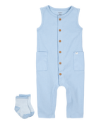 Bébé Ensemble 2 pièces combinaison et chaussettes, image 1 sur 5 diapositives