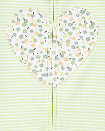 Pyjama barboteuse 1 pièce en coton ajusté à motif de cœur, 
