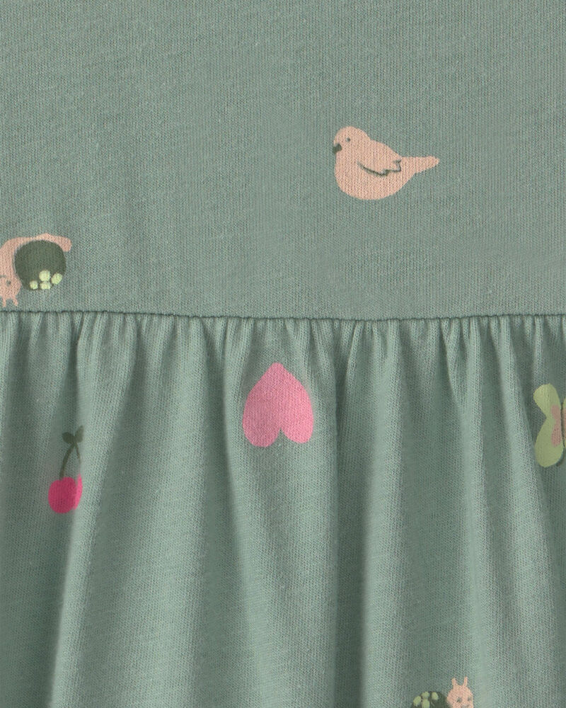 B&eacute;b&eacute; fille - Robe manches courtes &agrave; motif papillon &ndash; Vert, image 3 sur 3 diapositives