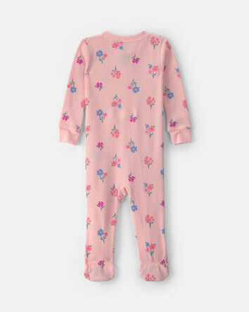 Baby Girl 1-Piece Floral Thermal Snug Fit Footed Pyjama - Pink, 