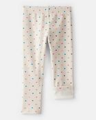 Toddler Girl Heart Pull-On Stretch Cozy Leggings - Cream, image 2 of 5 slides
