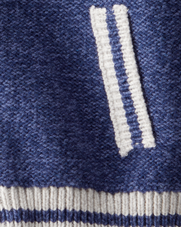 Baby Jersey Knit Varsity Sweater - Navy, 