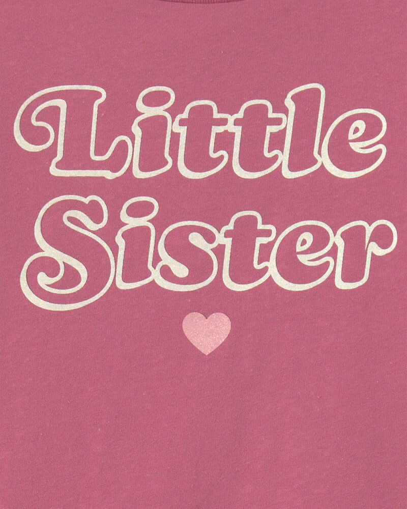 Toute-petit fille - T-shirt manches longues &agrave; imprim&eacute; &laquo;Little Sister&raquo; - Rose, image 2 sur 2 diapositives