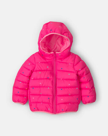 Toddler Girl Midweight Packable Puffer- Pink
, 