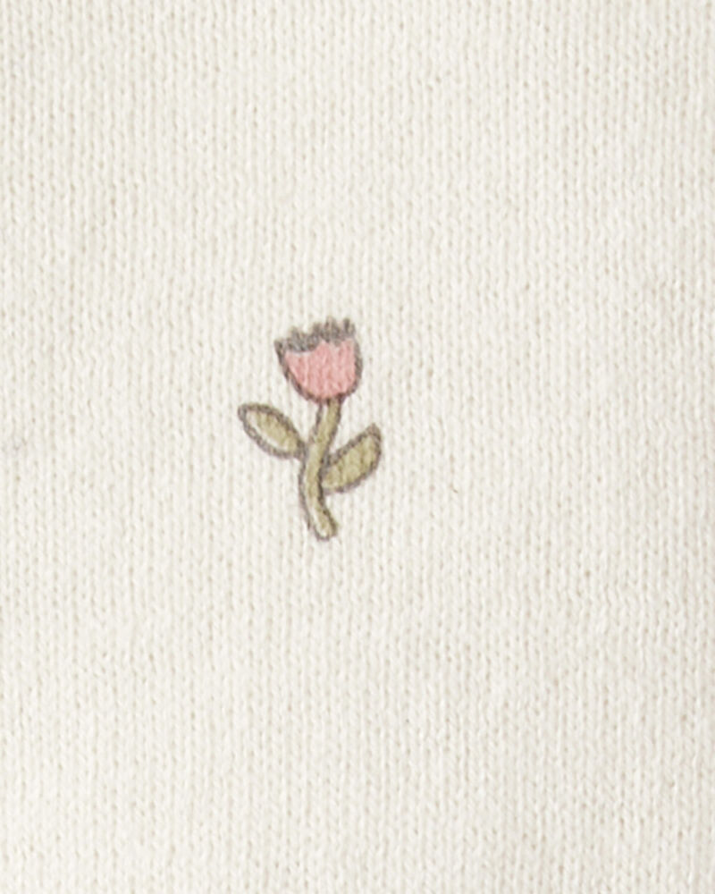 Bébé fille - Ensemble 2 pièces chandail en coton biologique à motifs de fleurs, image 3 sur 4 diapositives