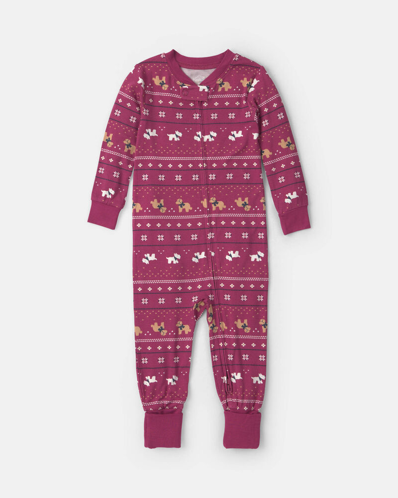 Baby 1-Piece Fair Isle PurelySoft&trade; Snug Fit Pyjama - Burgundy, image 1 of 9 slides