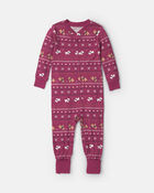 Baby 1-Piece Fair Isle PurelySoft&trade; Snug Fit Pyjama - Burgundy, image 1 of 9 slides