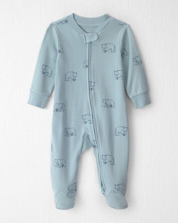 B&eacute;b&eacute; - Grenouill&egrave;re en coton biologique &agrave; motif Oursons bleus , 