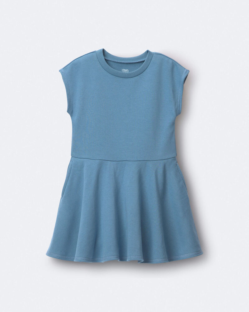 Toddler Girl French Terry Drop-Waist Dress - Teal, image 2 of 6 slides