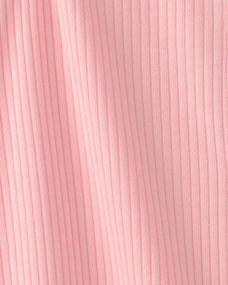Baby Girl Little One' Rib Short-Sleeve Romper - Pink, image 3 of 4 slides