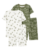 Kid Fish Print Snug Fit Cotton 4-Piece Pyjamas, image 1 of 4 slides