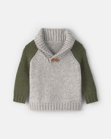 B&eacute;b&eacute; gar&ccedil;on - Chandail tricot aux couleurs contrast&eacute;es - Gris/Vert, 