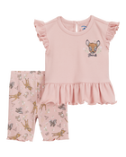Toddler 2-Piece Bambi Flutter-Sleeve & Bike Short Set - Pink, image 1 of 5 slides