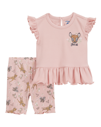 Toddler 2-Piece Bambi Flutter-Sleeve & Bike Short Set - Pink, 