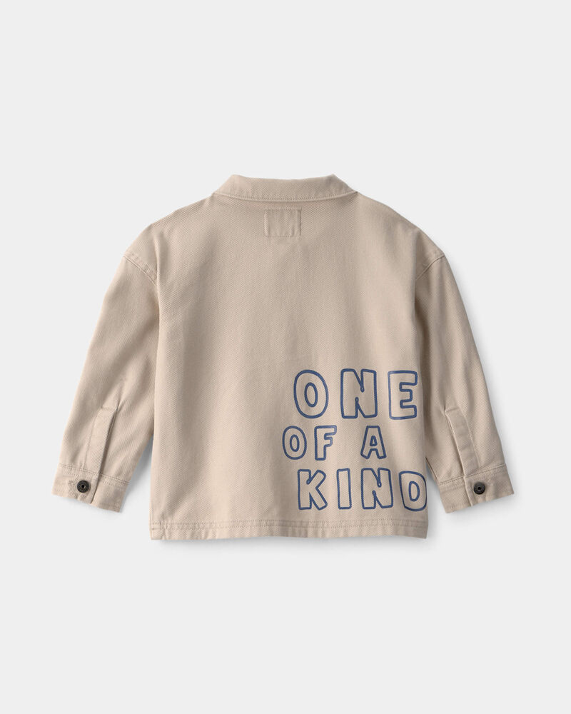 Toddler 'One of a Kind' Peace Sign Zip-Up Jacket - Khaki, image 2 of 4 slides