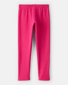 Girls Pull-On Stretch Cozy Leggings - Pink, image 2 of 5 slides