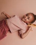 Tout-petit fille - T-shirt &agrave; coupe asym&eacute;trique et manches chauve-souris - P&ecirc;che, image 4 sur 5 diapositives