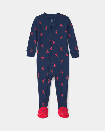 Toddler Boy Lobster 100% Cotton Snug Fit 1-Piece Pyjama Set - Blue, 