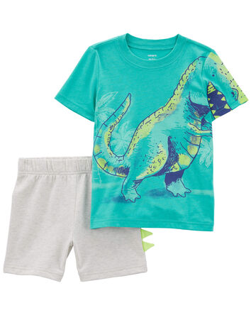 Ensemble 2 pièces t-shirt à imprimé de dinosaure et short, 