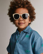 Toddler Boy Button-Down Short-Sleeve Shirt in Fish Print - Slate, image 5 of 6 slides