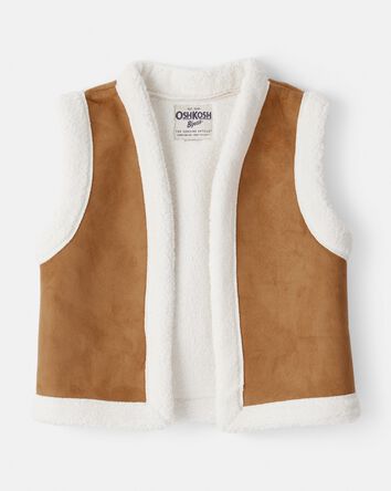 Girls Fleece Sleeveless Vest - Brown, 