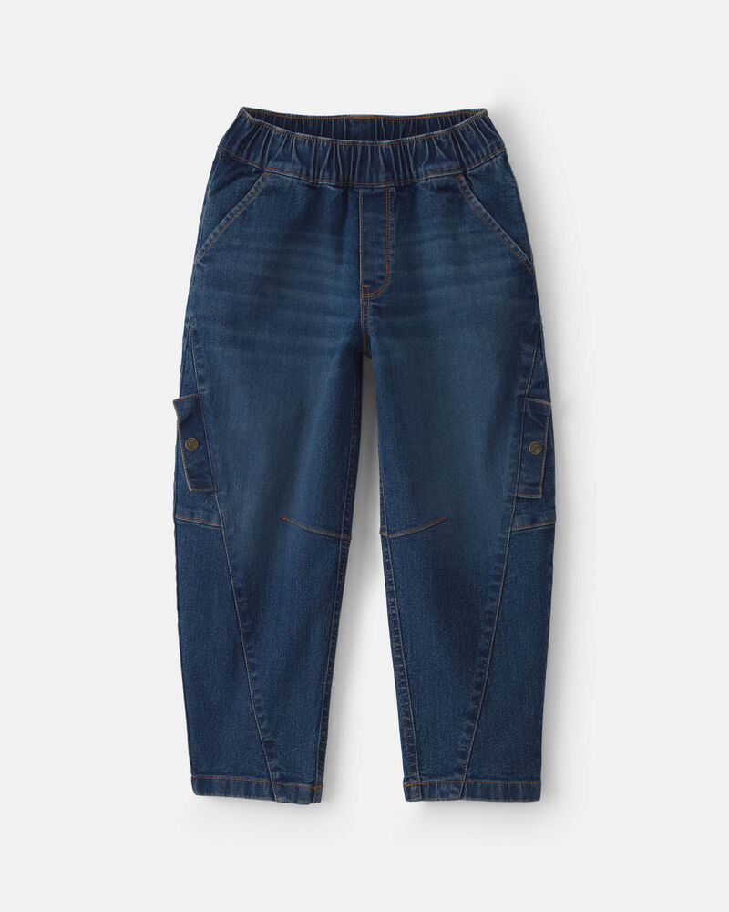 Girls Denim Barrel Jeans - Medium Wash, image 1 of 5 slides