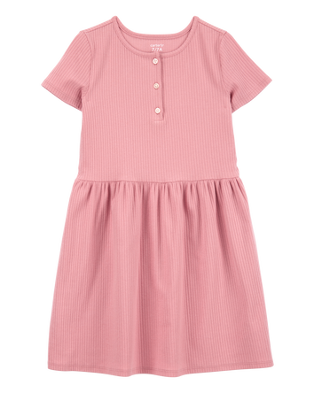 Kid Solid Short-Sleeve Dress - Pink, 